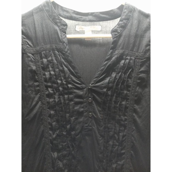 Old Navy Women Black Tunic Top Drawstring  Waist Rouged Front Peasant Sz Lg Boho - Picture 4 of 10